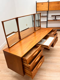 Mid Century Triple Mirror Vanity by Austinsuite Furniture