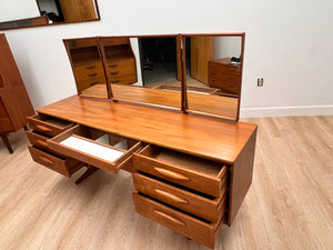 Mid Century Triple Mirror Vanity by Austinsuite Furniture