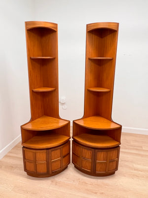 Mid Century Corner Unit/Bookshelves Pair By Nathan Furniture of London